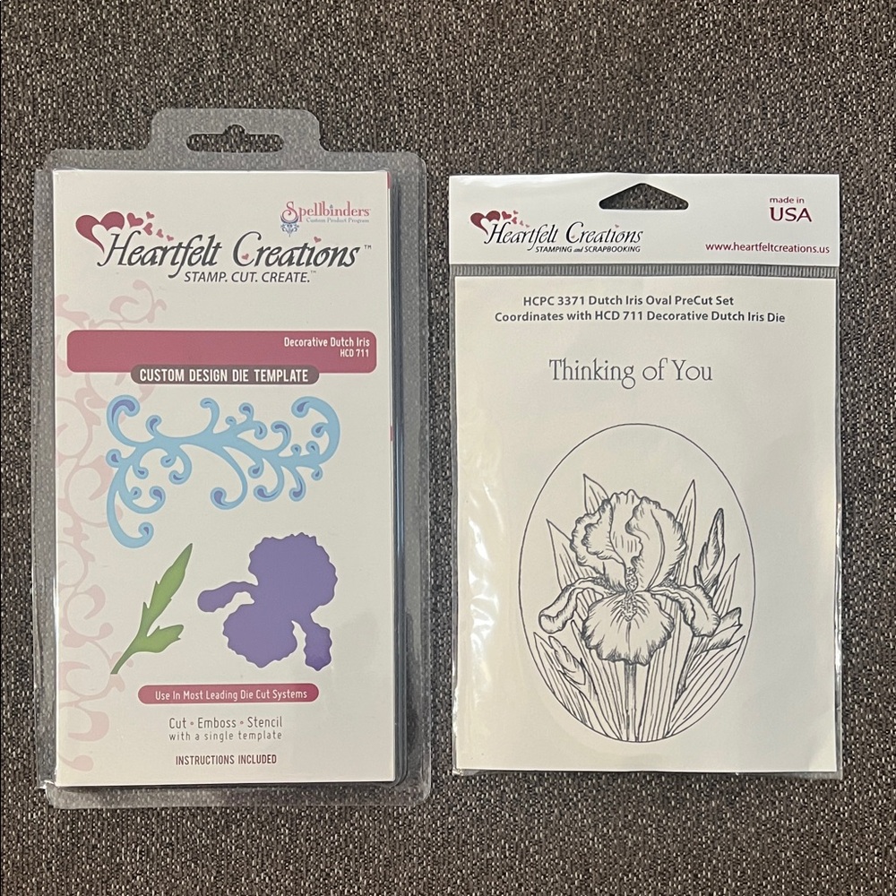 Heartfelt Creations Decorative Dutch Iris Dies & Matching Stamp Set NWT Retired